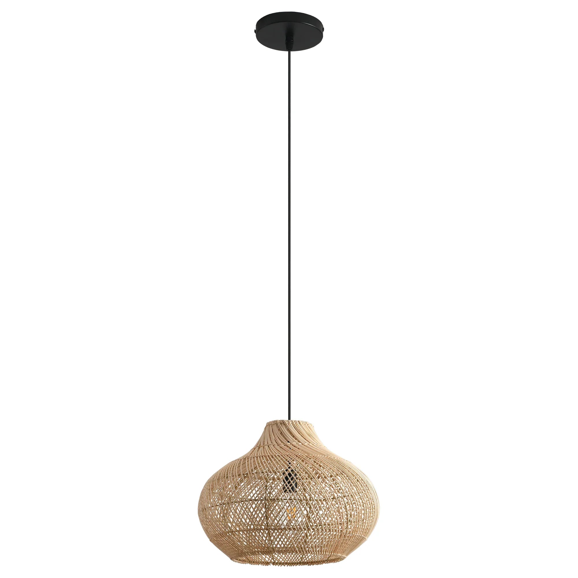 14" Xavier Bohemian Handwoven Rattan Island Pendant Light