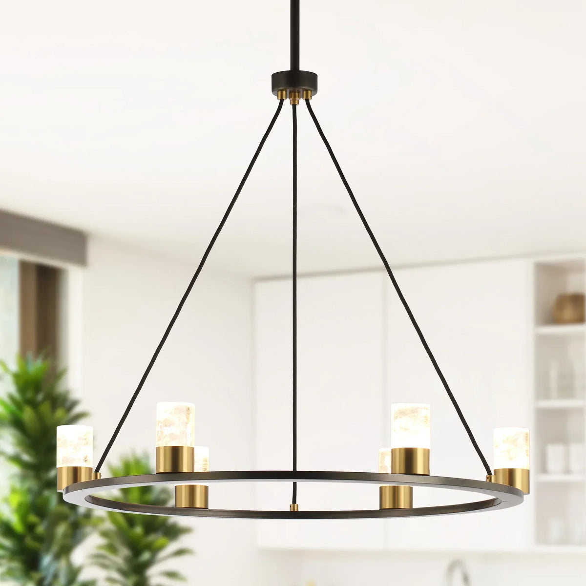 Perimost 31 Inch Alma 6-Light Black Modern Luxury Chandelier
