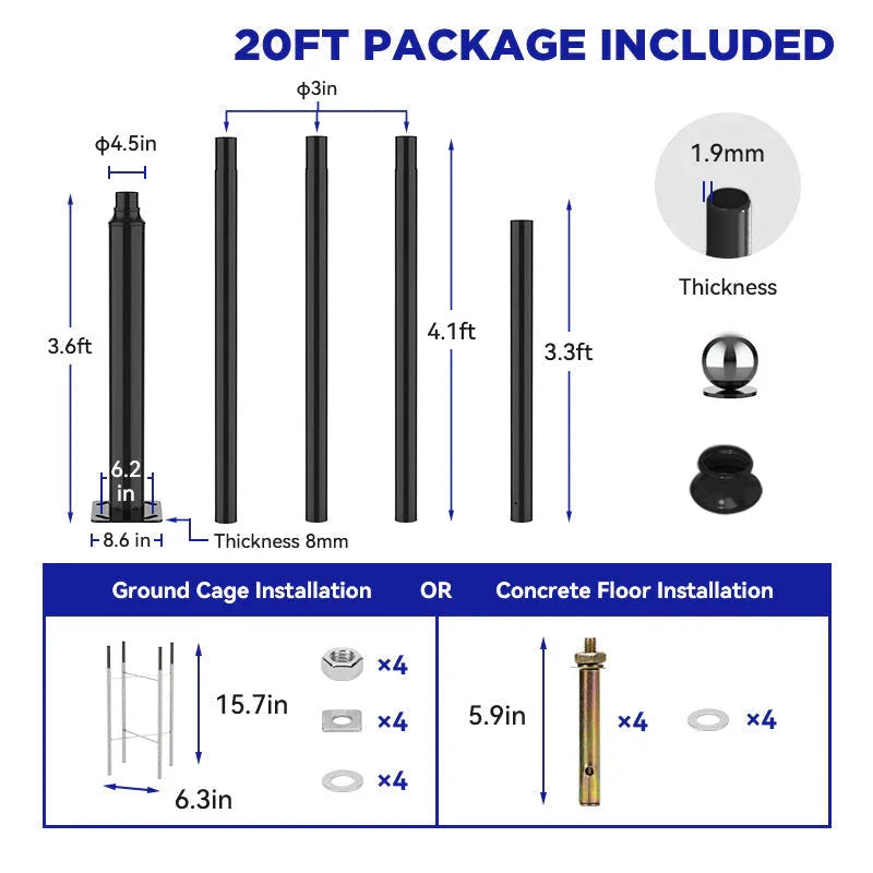 1800W solar street light with 20ft /16ft pole