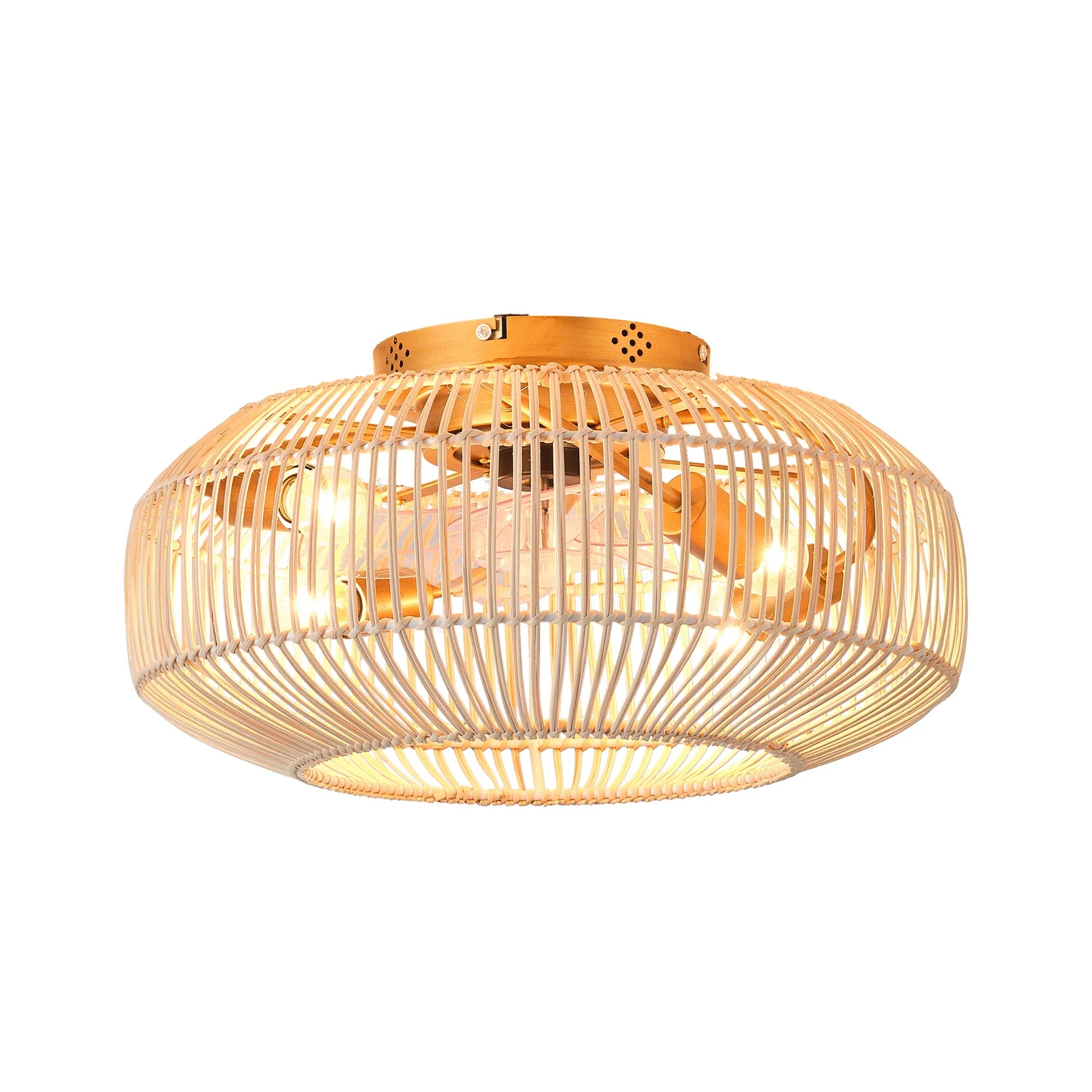 20 Inch Mandy Retro Golden Flush Mount Ceiling Fan with Light and Remote Control