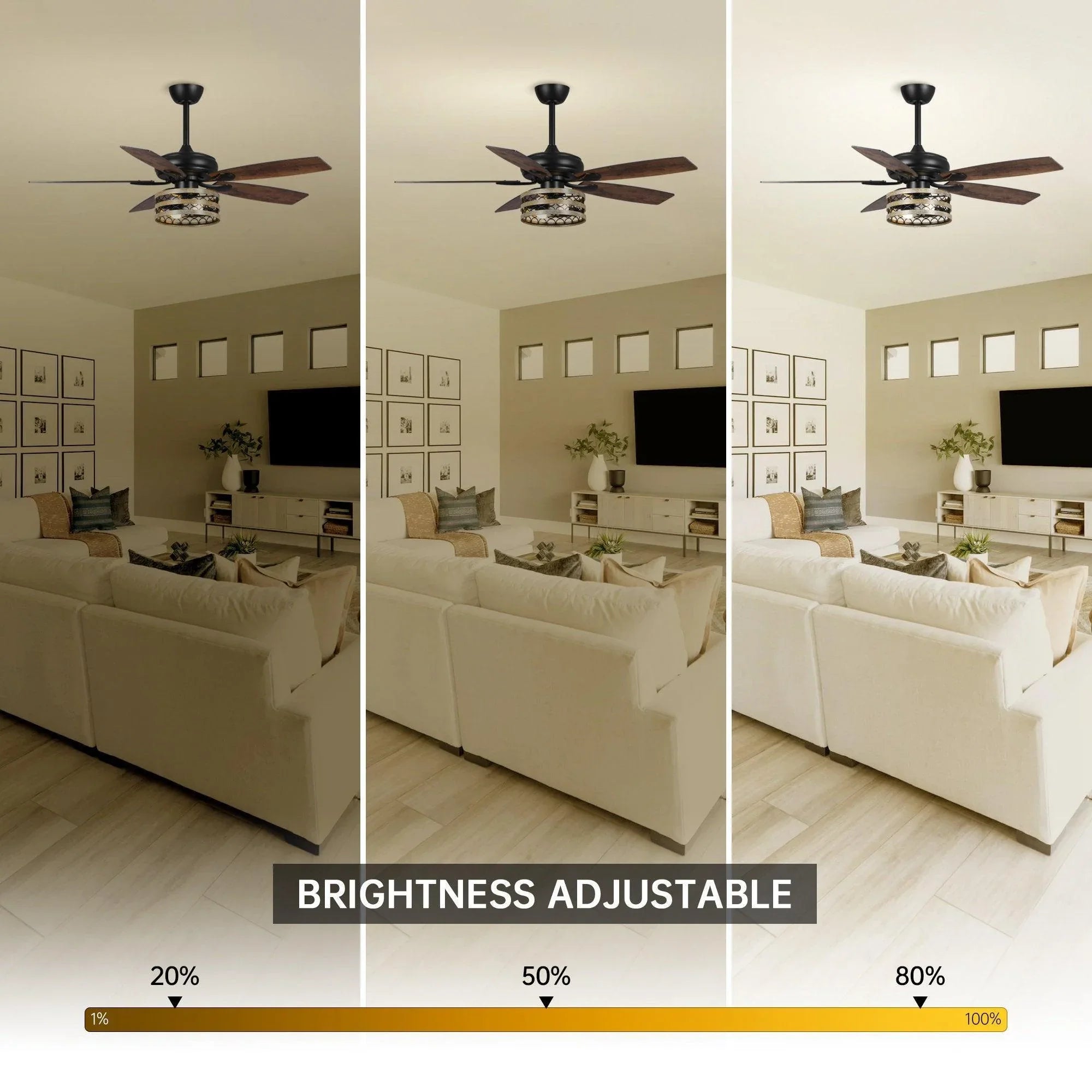 52" Alward Smart Fan with Light Kit - ParrotUncle
