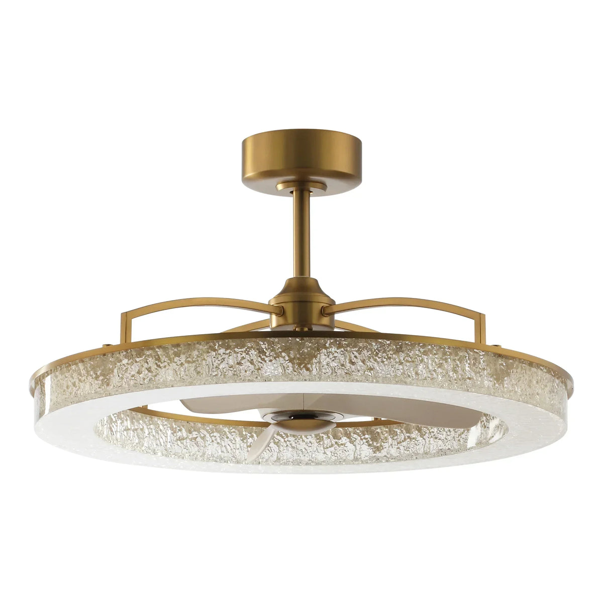 Perimost 32 Inch Andrea Electroplated Golden Luxury LED Fandelier with Remote Control