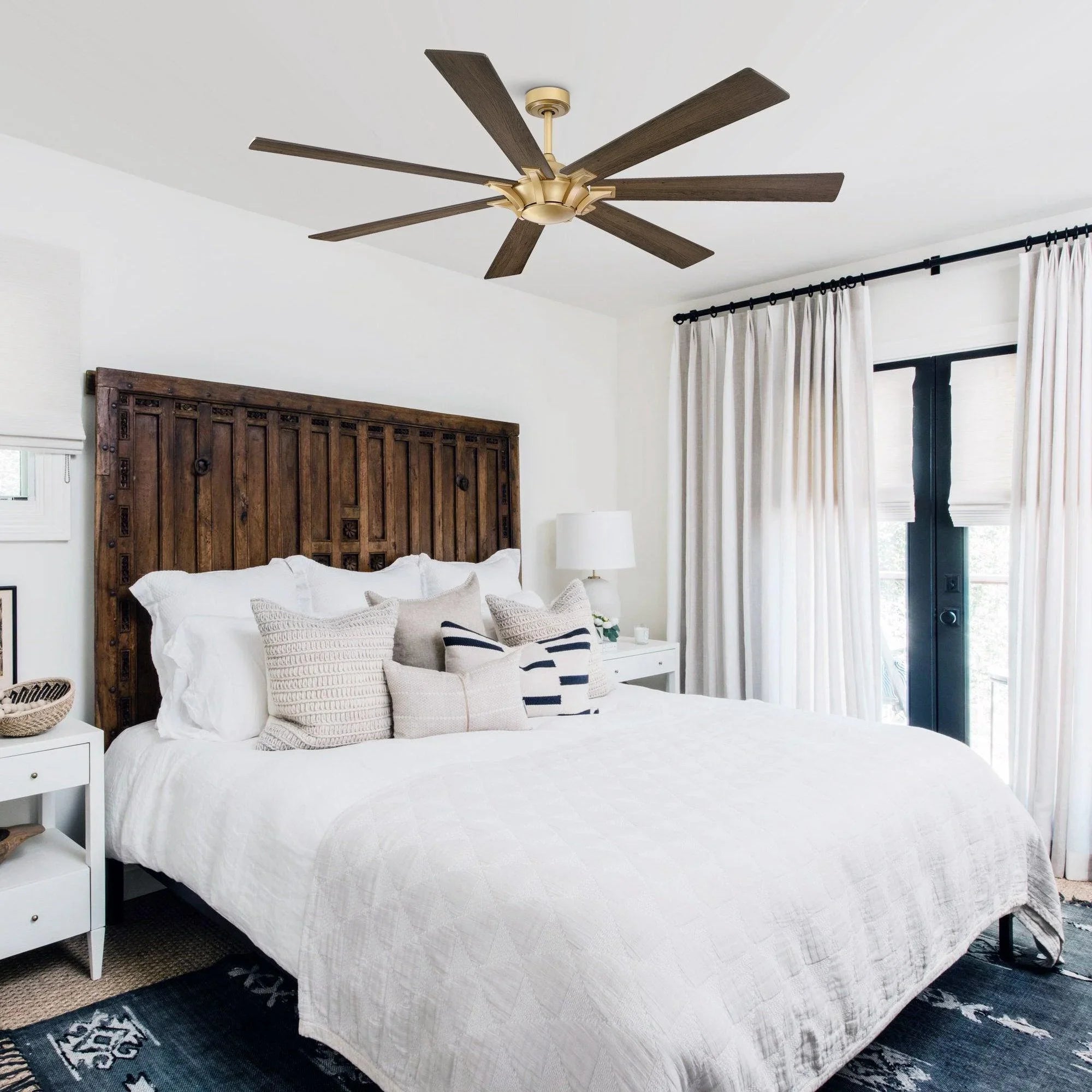 72" Modern DC Motor Brushed Nickel Downrod Mount Reversible Ceiling Fan with Remote Control - ParrotUncle