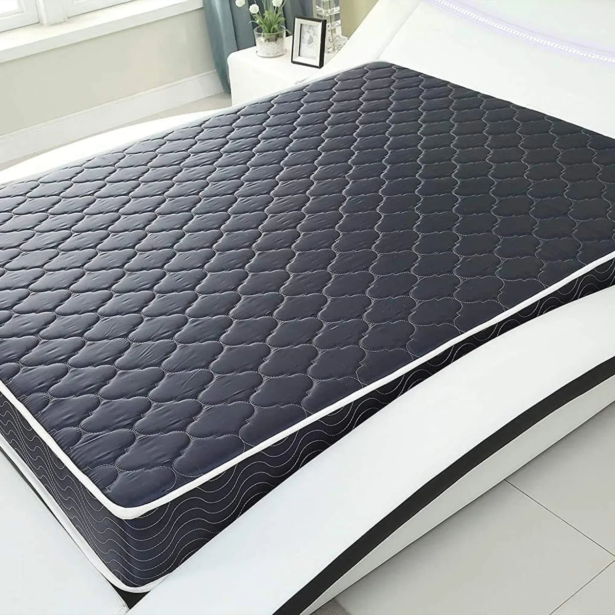 6" Waterproof High-Density Foam Mattress with Navy Blue Diamond-Quilted Breathable Fabric