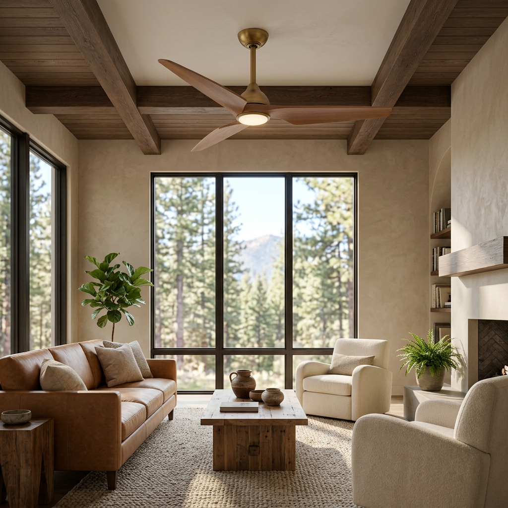 52 Inch Corey Satin Gold LED Ceiling Fan with Solid Wood Blades