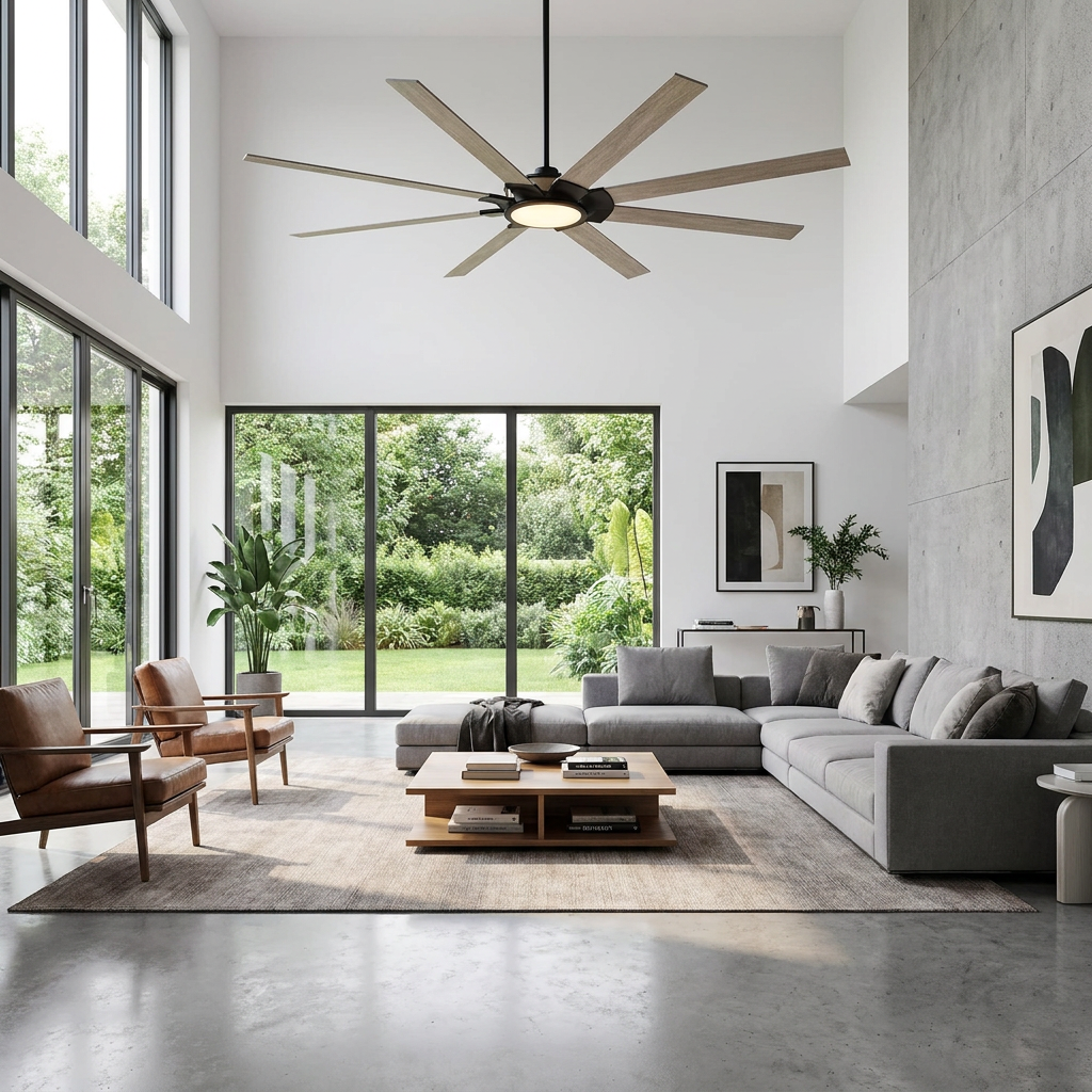 84 Inch Chasel Black Large LED Ceiling Fan