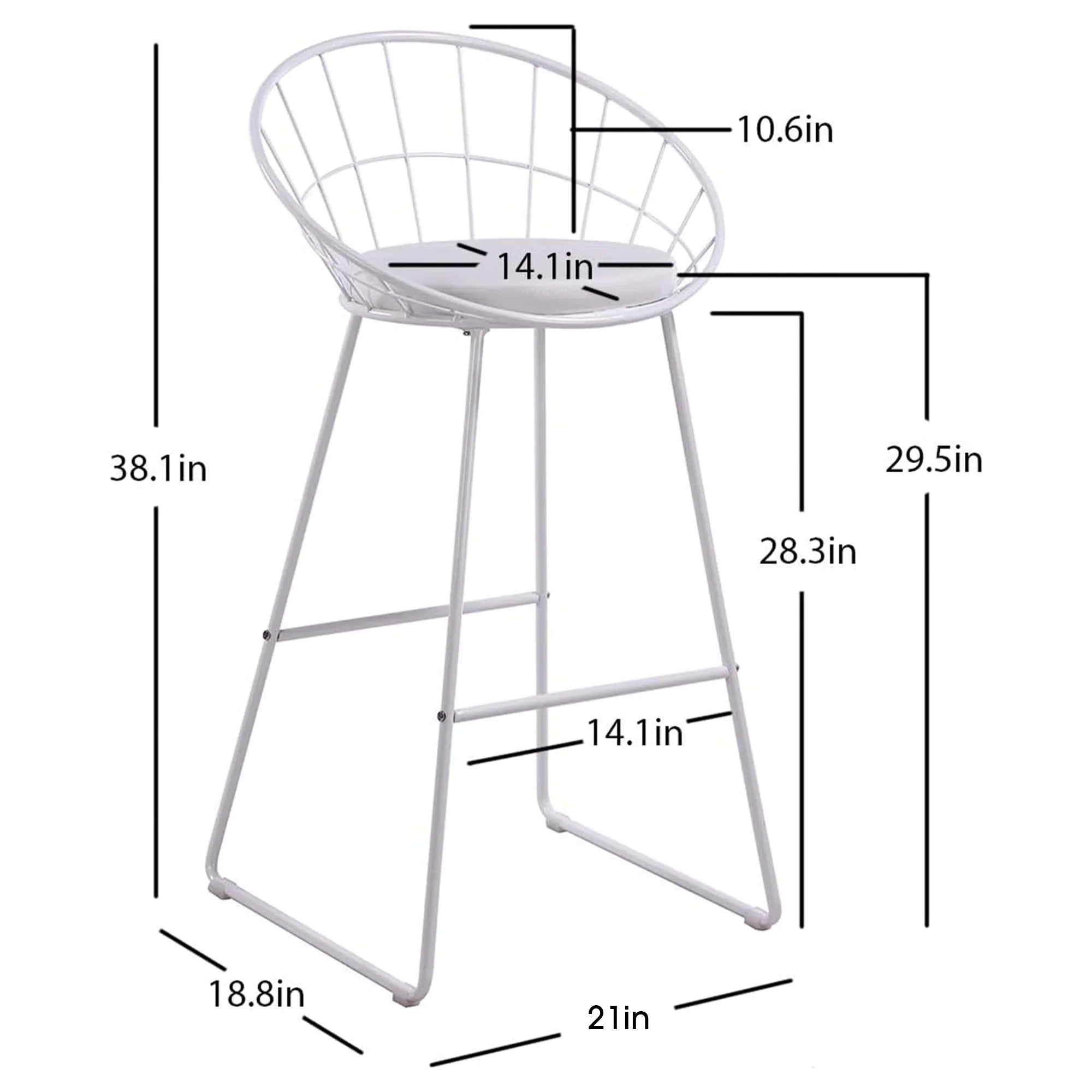 Set of 2 Nordic Bar Wrought Iron Stool Modern Minimalist Barstool