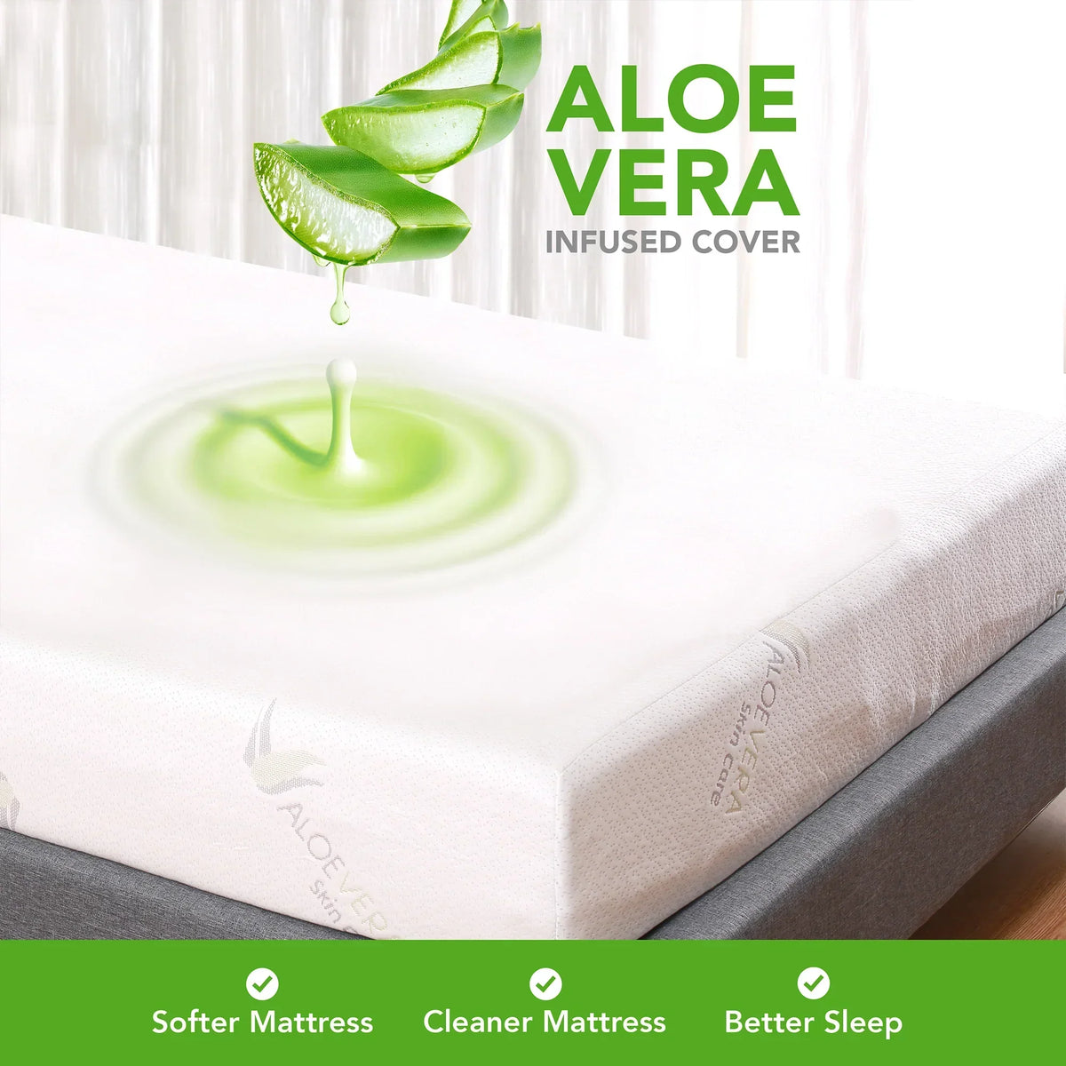 6 Inch Aloe Vera Infused Memory Foam Twin Mattress with 3-Layer Extra Firm Support