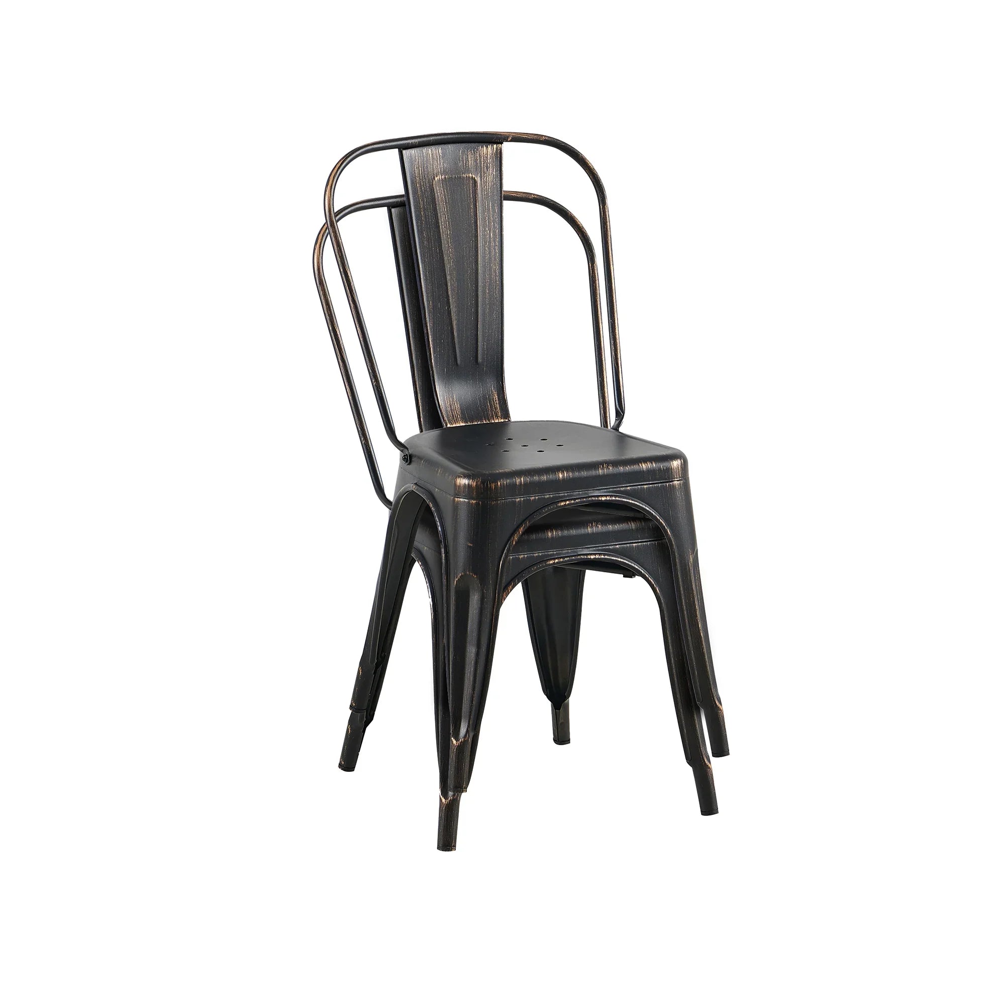 Set of 4 Industrial Metal Stackable Dining Chairs Indoor Outdoor for Kitchen, Cafe Bar