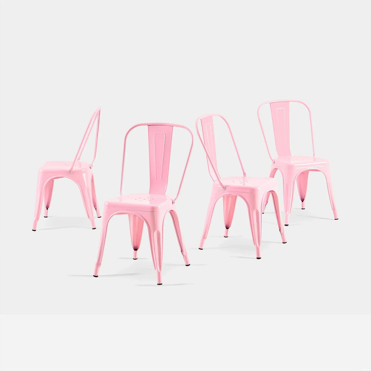 Set of 4 Industrial Metal Stackable Dining Chairs Indoor Outdoor for Kitchen, Cafe Bar