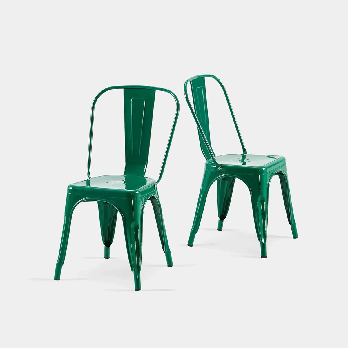 Set of 2 Industrial Metal Stackable Dining Chairs Indoor Outdoor for Kitchen Restaurant Cafe Bar