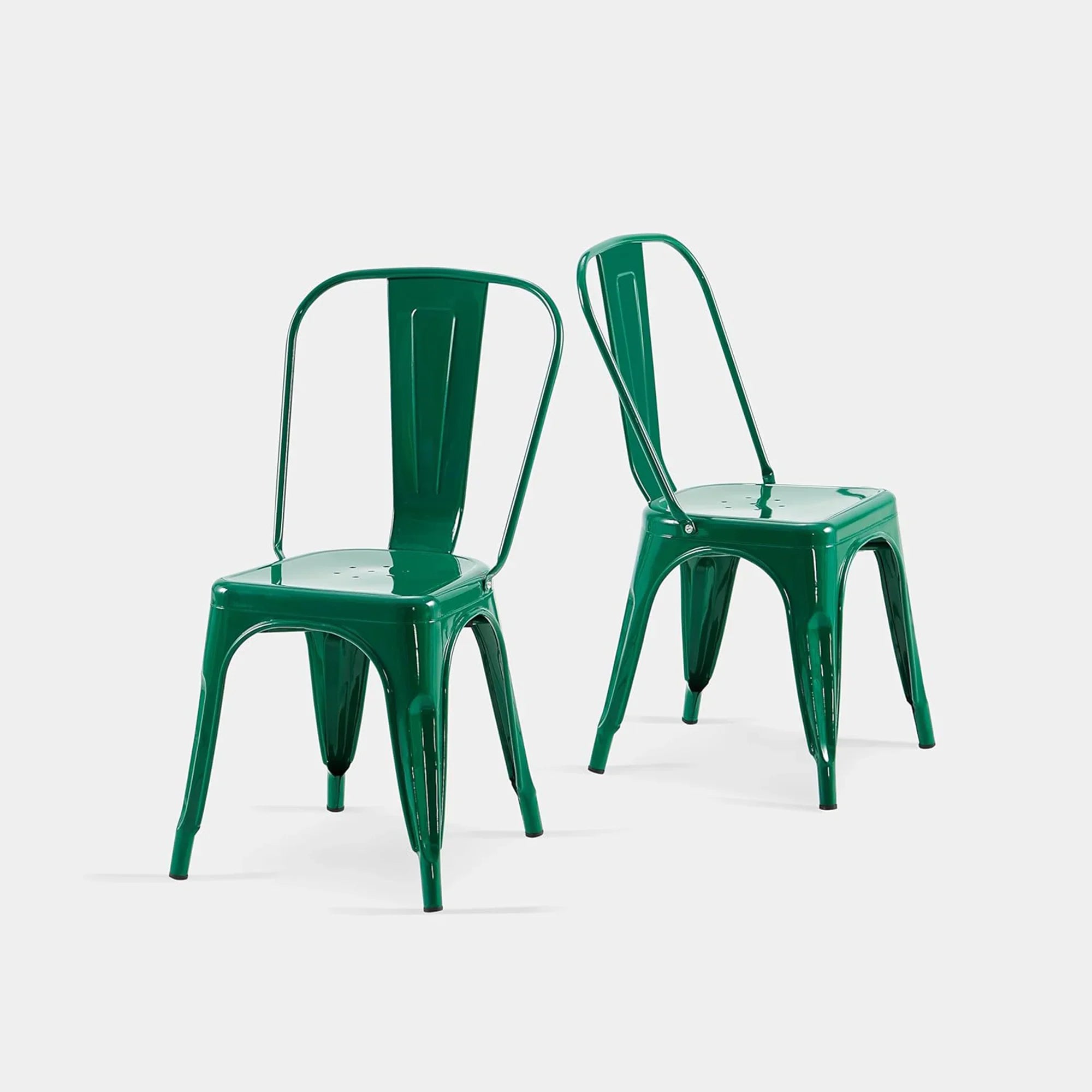 Set of 2 Industrial Metal Stackable Dining Chairs Indoor Outdoor for Kitchen Restaurant Cafe Bar