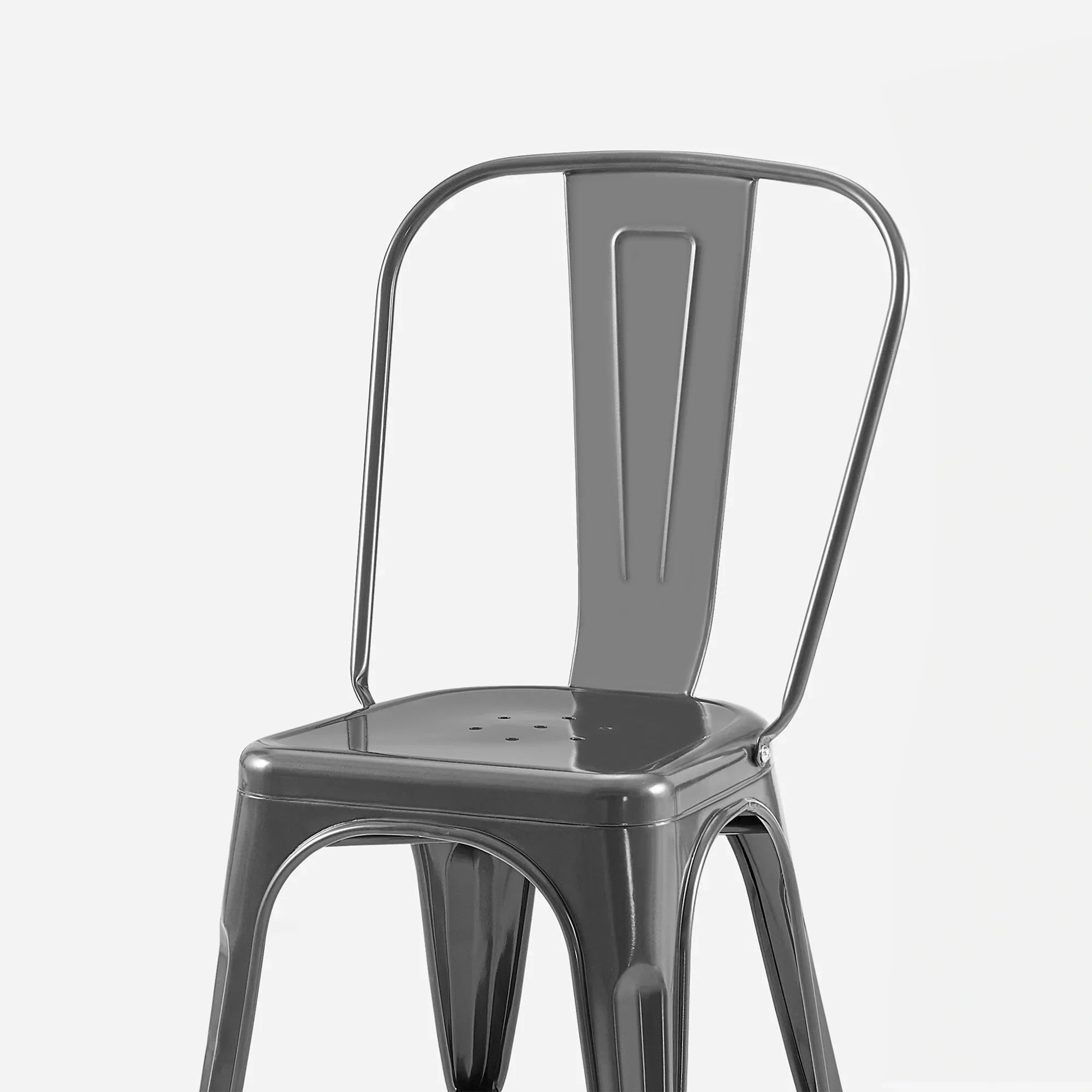 Set of 2 Industrial Metal Stackable Dining Chairs Indoor Outdoor for Kitchen Restaurant Cafe Bar