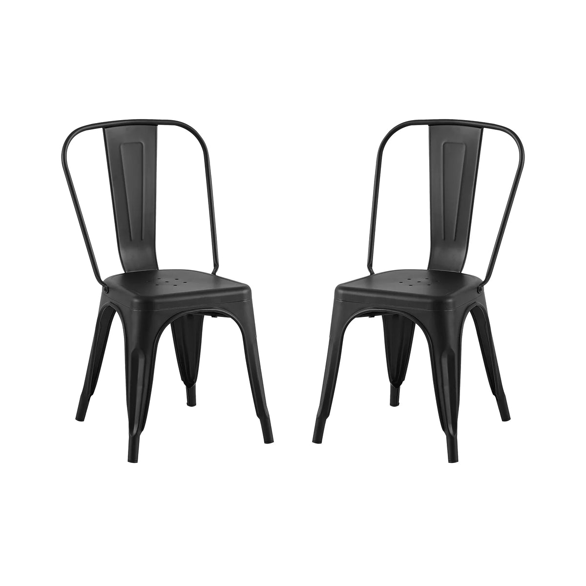 Set of 2 Industrial Metal Stackable Dining Chairs Indoor Outdoor for Kitchen Restaurant Cafe Bar