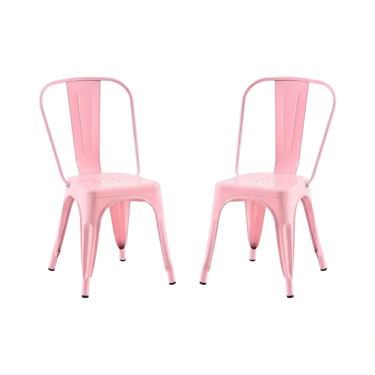 Set of 2 Industrial Metal Stackable Dining Chairs Indoor Outdoor for Kitchen Restaurant Cafe Bar