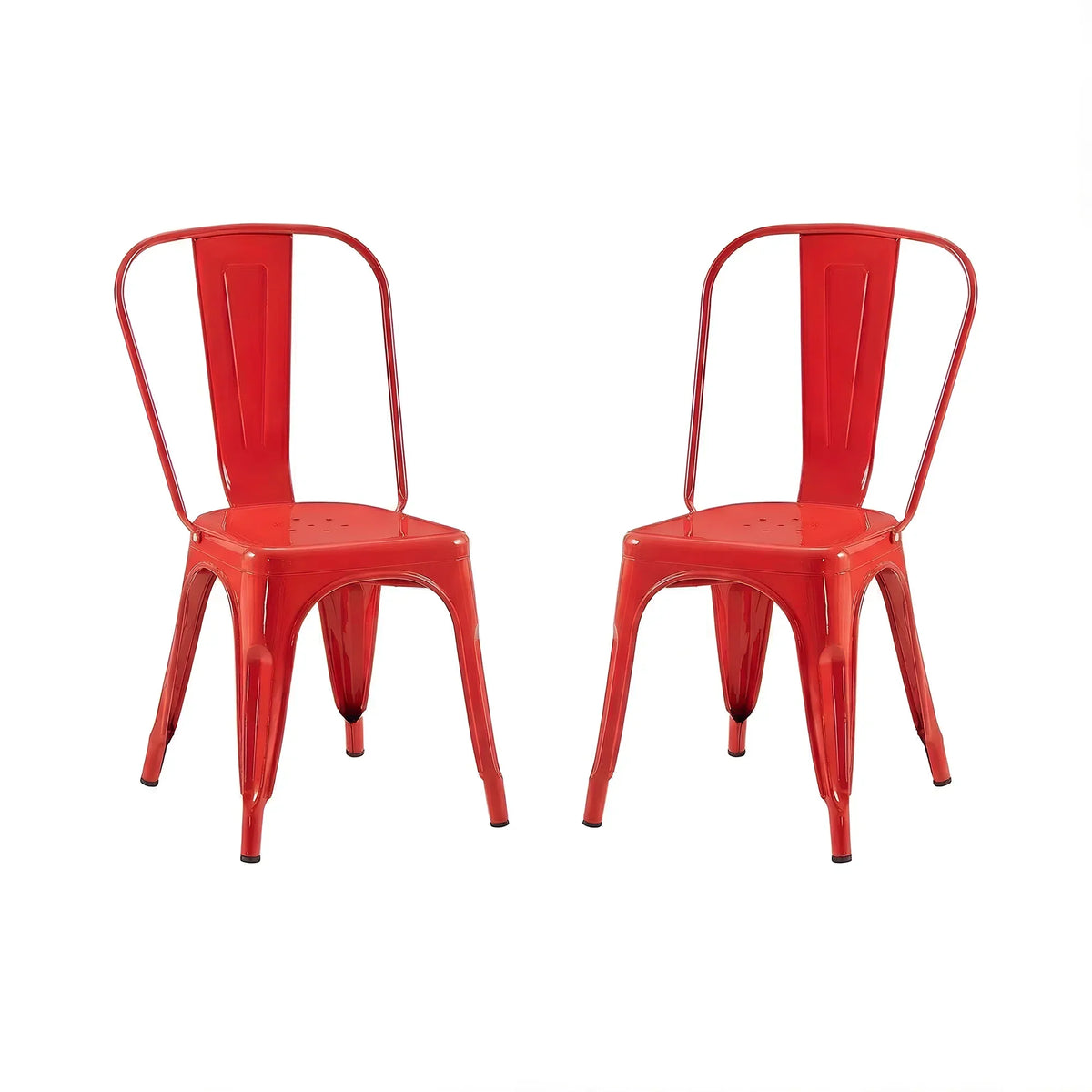 Set of 2 Industrial Metal Stackable Dining Chairs Indoor Outdoor for Kitchen Restaurant Cafe Bar