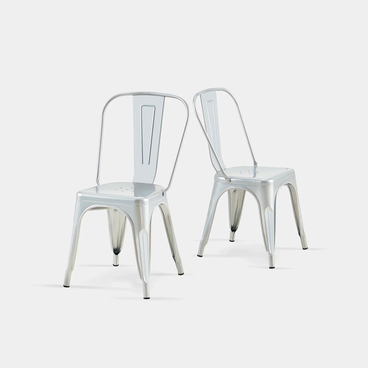 Set of 2 Industrial Metal Stackable Dining Chairs Indoor Outdoor for Kitchen Restaurant Cafe Bar