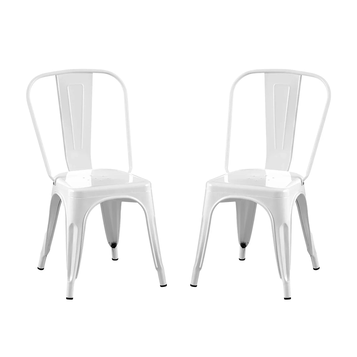 Set of 2 Industrial Metal Stackable Dining Chairs Indoor Outdoor for Kitchen Restaurant Cafe Bar