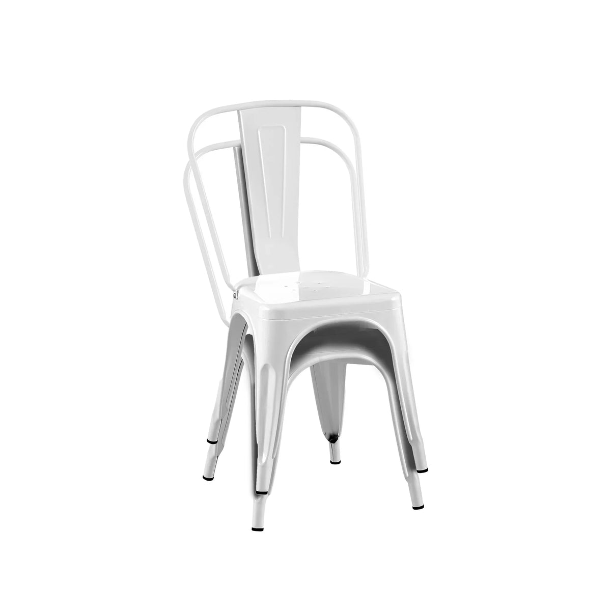 Set of 2 Industrial Metal Stackable Dining Chairs Indoor Outdoor for Kitchen Restaurant Cafe Bar