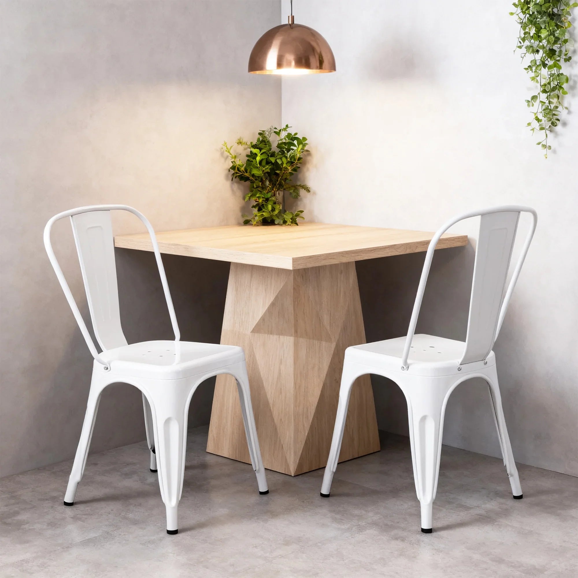 Set of 2 Industrial Metal Stackable Dining Chairs Indoor Outdoor for Kitchen Restaurant Cafe Bar