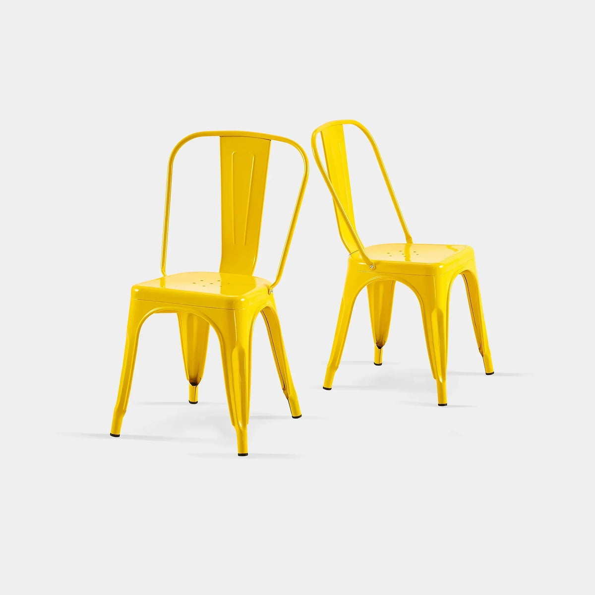Set of 2 Industrial Metal Stackable Dining Chairs Indoor Outdoor for Kitchen Restaurant Cafe Bar