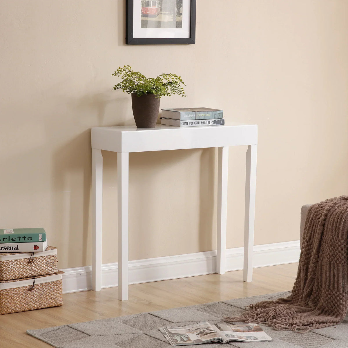 31.5" Amy Modern Console Table with Solid Pine Legs in Hallways, Foyers, and Entryways