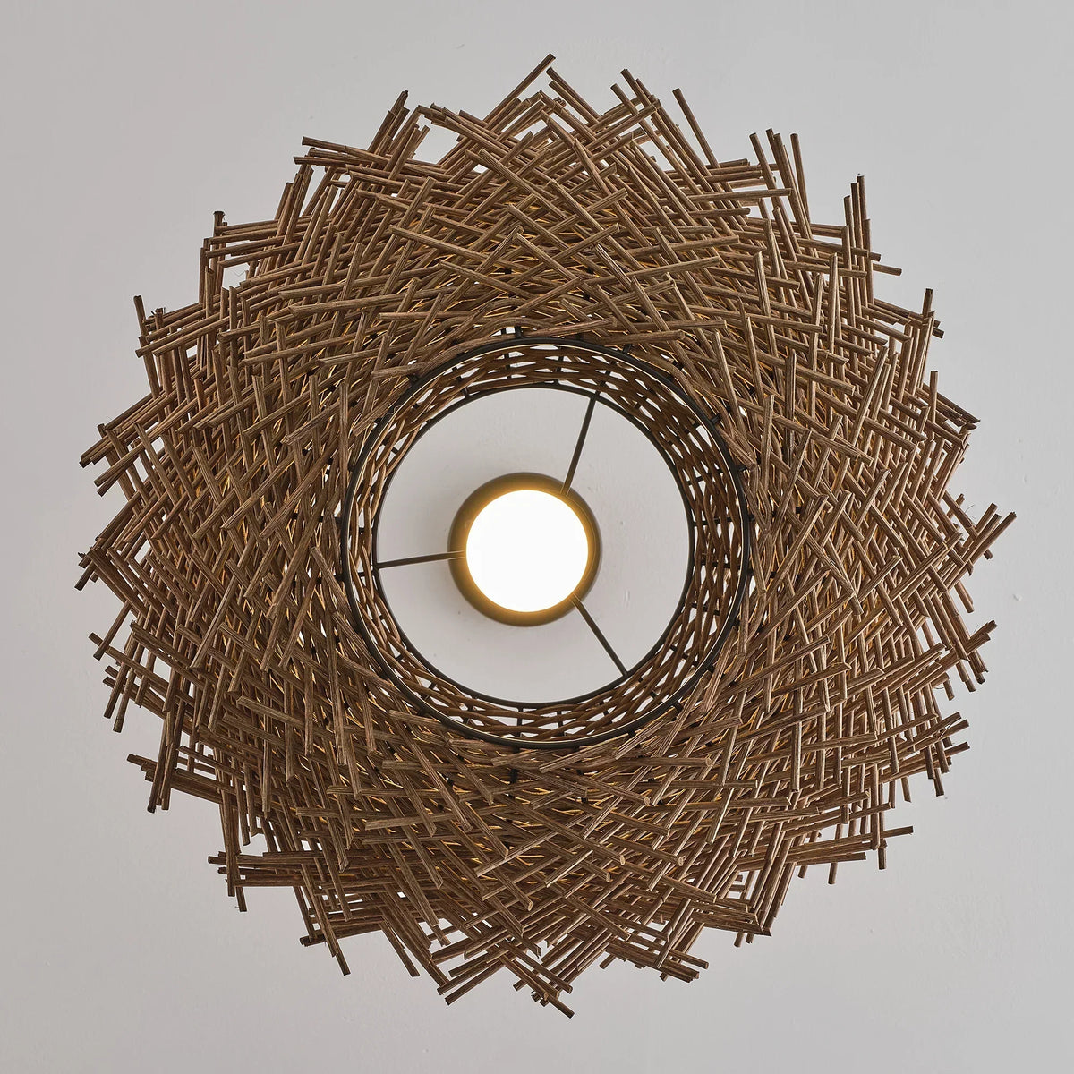 19" Stev Bohemian Handwoven Rattan Island Pendant Light