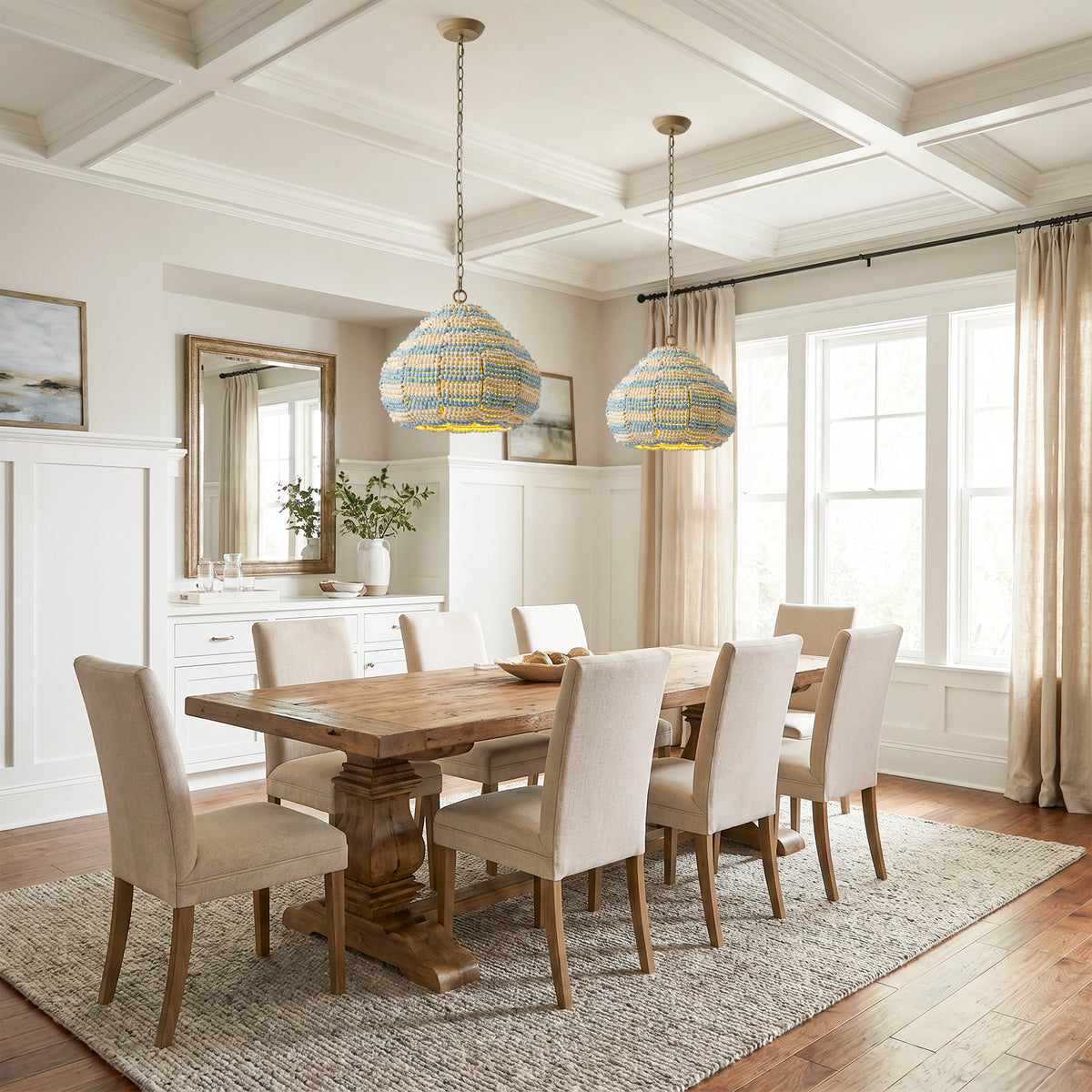 Marina 2-Light Wooden Beads Bohemian Island Pendant Light