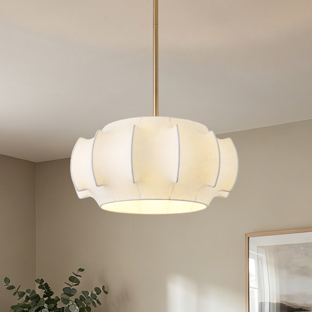 Samuel 4-Light Brushed Gold Chandelier with Fabric Shade