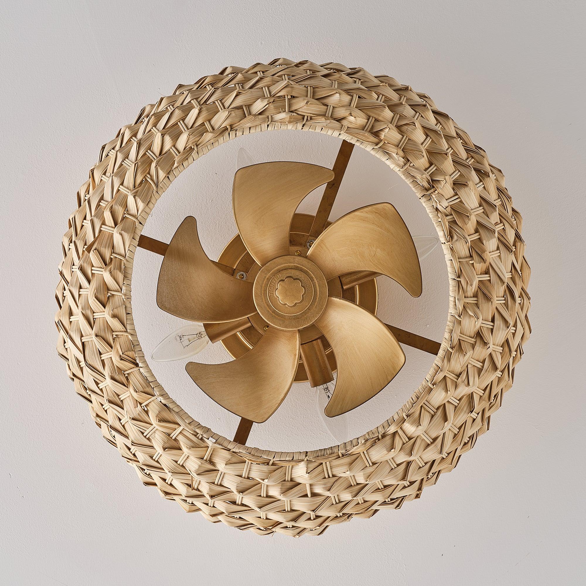21" Myron Bohemian Flush Mount Ceiling Fan with Light