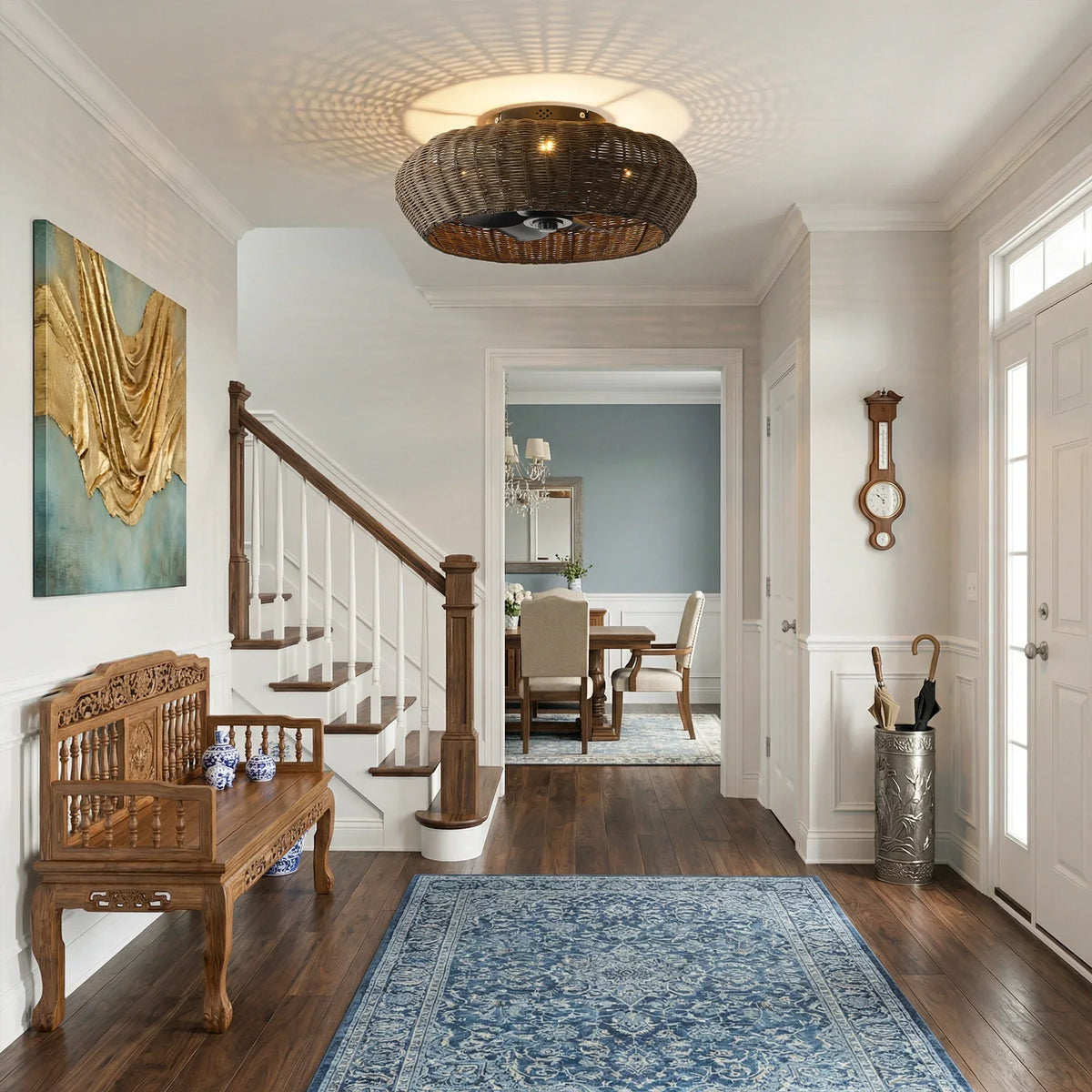 20" Rachel Bohemian Flush Mount Ceiling Fan with Light