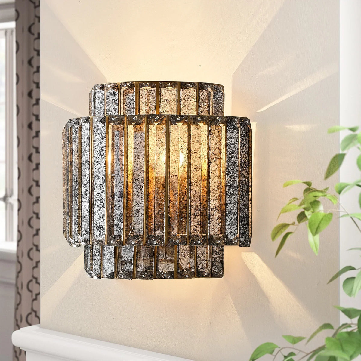 Rodney 1-Light Golden Crystal Wall Sconce Lighting
