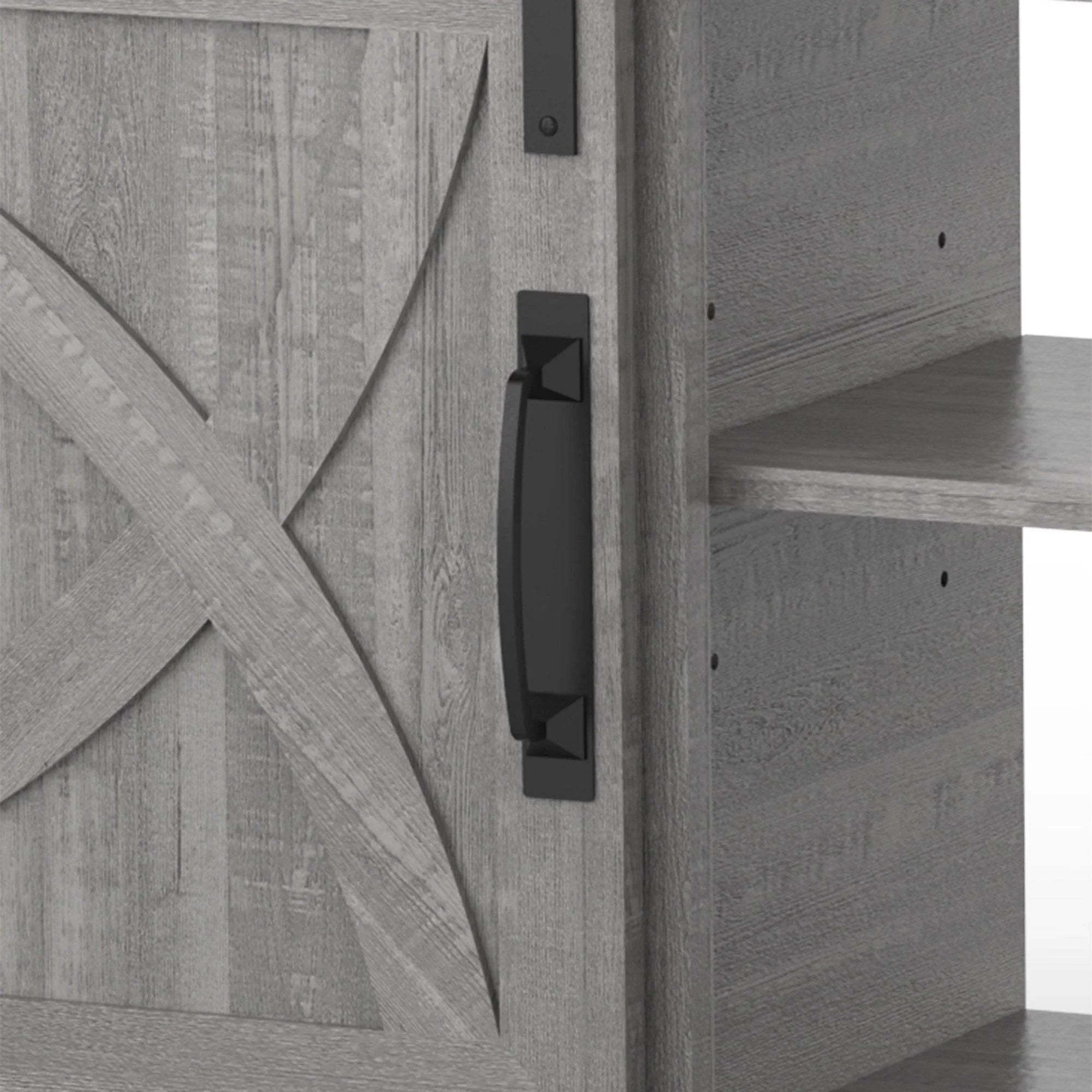 68" Farmhouse TV Stand with Double Sliding Barn Doors for Living Room