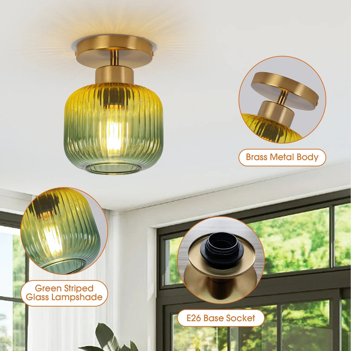 6 Inch Bard 1-Light Semi-Flush Mount Ceiling Light