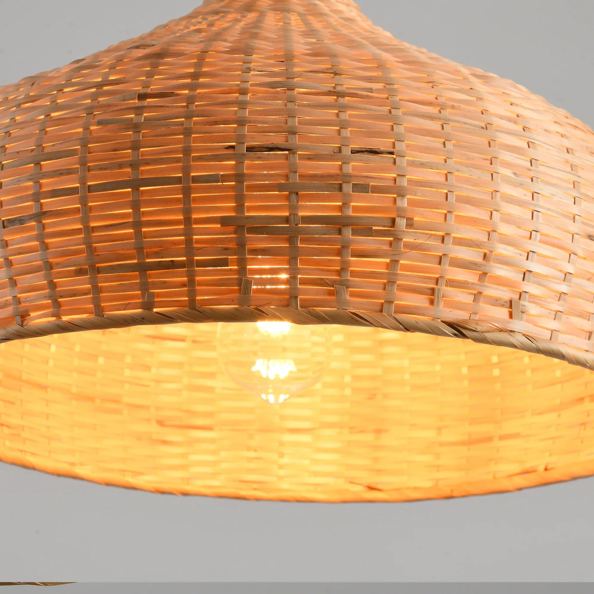 18" Winfred Bohemian Handwoven Bamboo Island Pendant Light