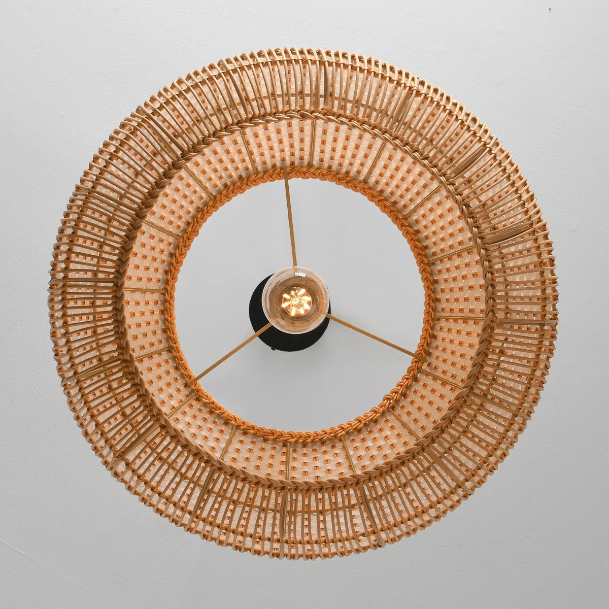 19" Webster Bohemian Handwoven Rattan Island Pendant Light