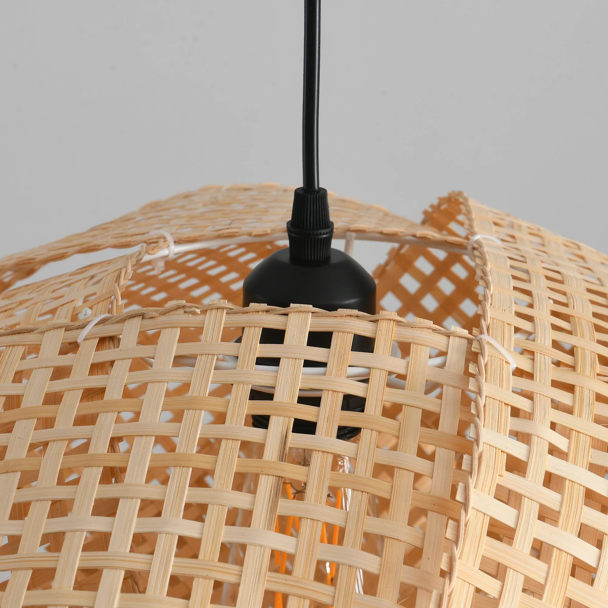 20" Upton Bohemian Handwoven Bamboo Island Pendant Light