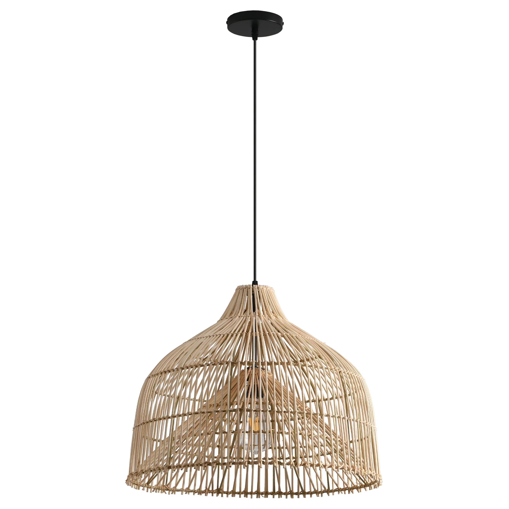 20" Ulysses Bohemian Handwoven Rattan Island Pendant Light