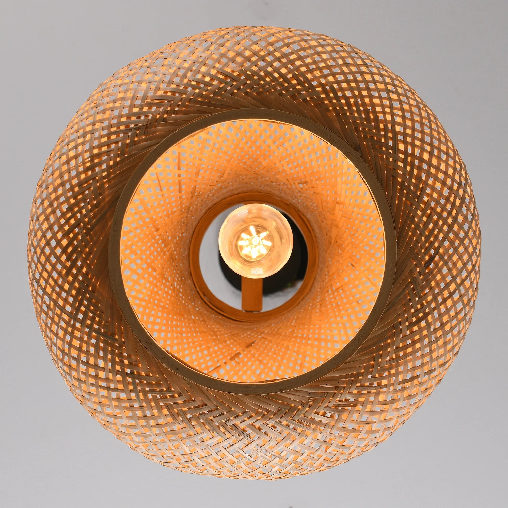 15" Troy Bohemian Handwoven Bamboo Island Pendant Light