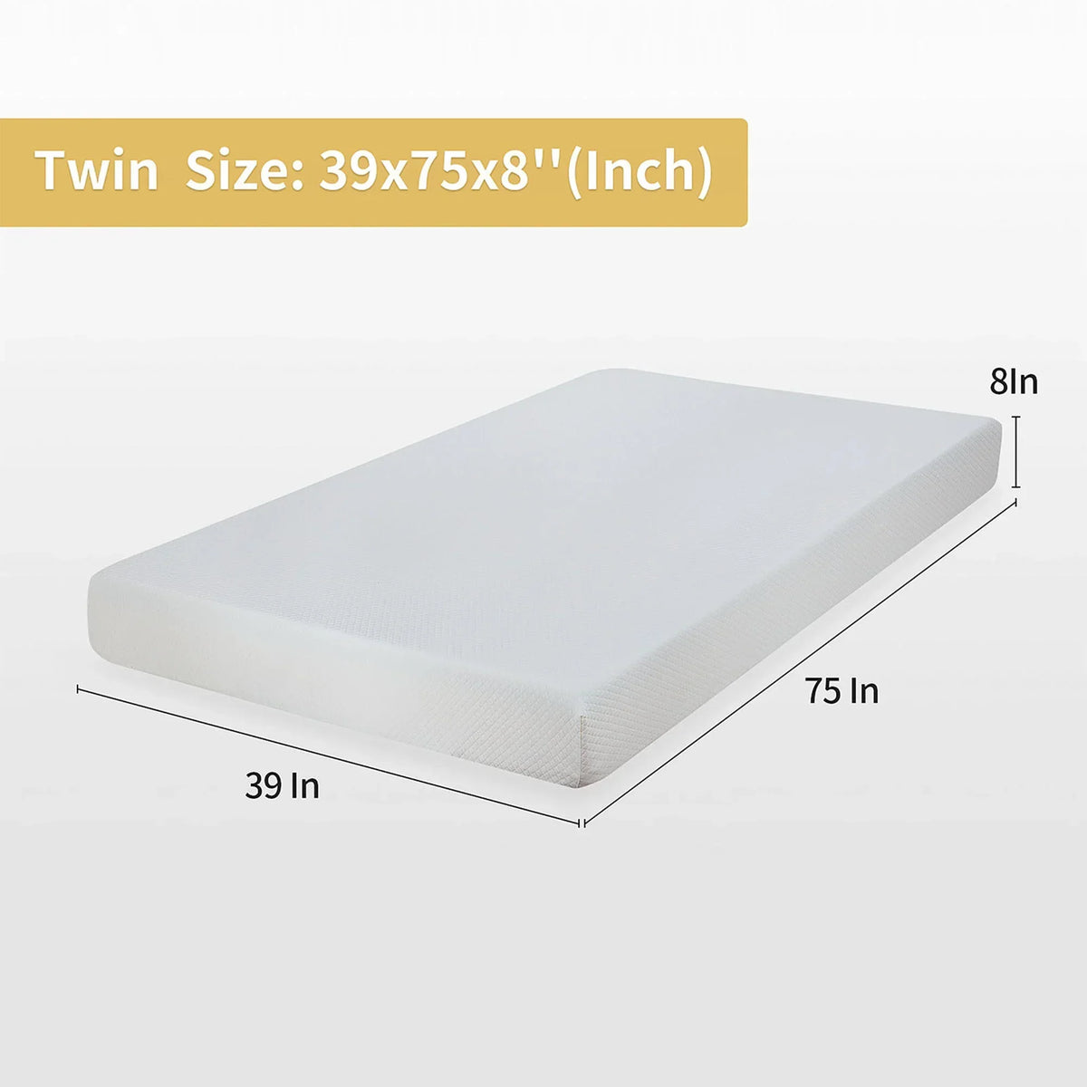 Artemisia 8" White Memory Foam Medium Firm Mattress with 2” Gel Infused Memory Foam