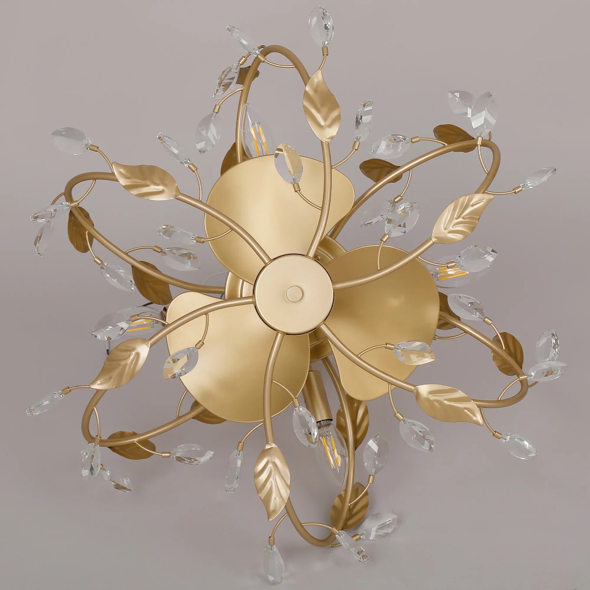 24 Inch Alexia Golden Crystal Ornament Fandelier with Remote Control