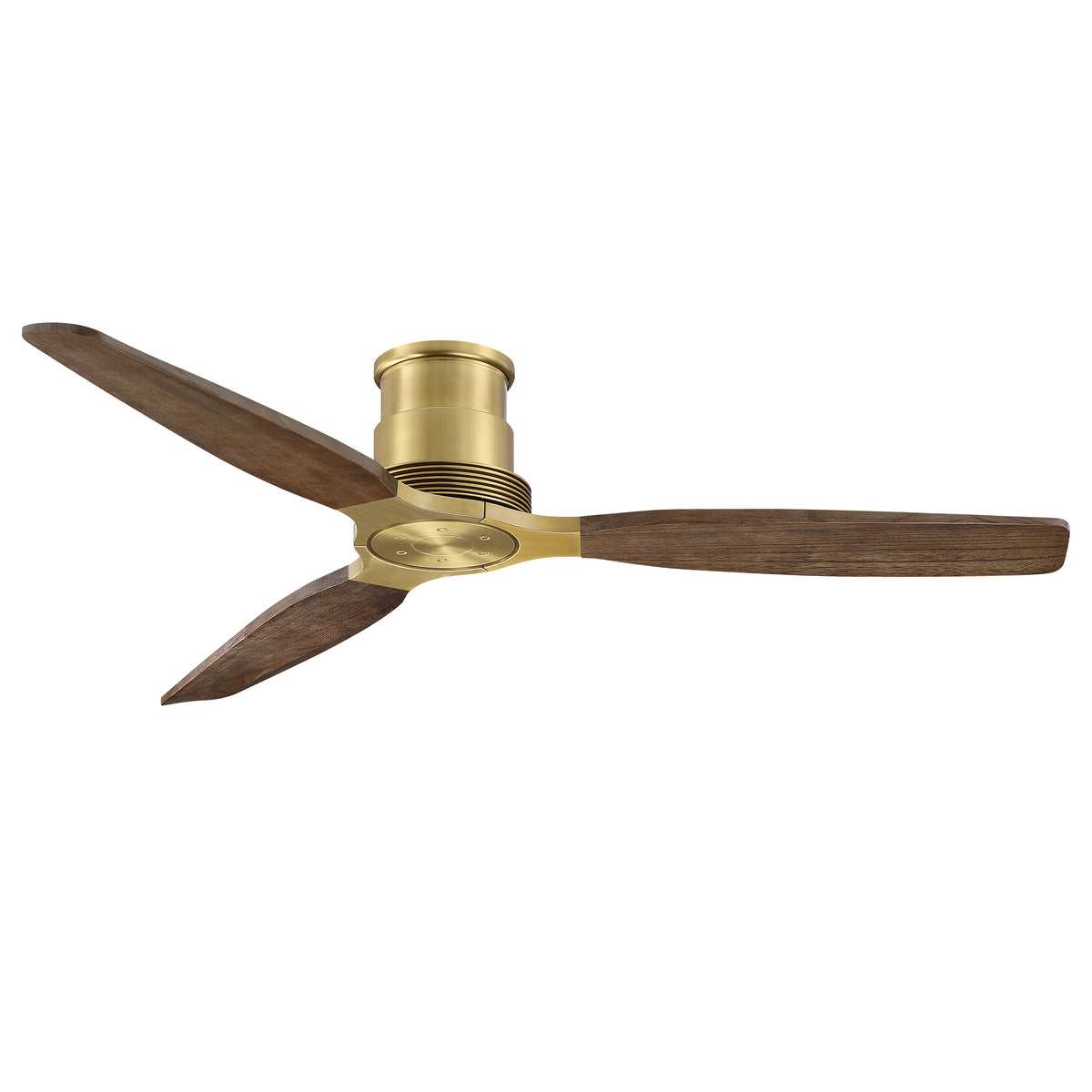 48 Inch Soft Brass Solid Wood Blades Flush Mount Ceiling Fan