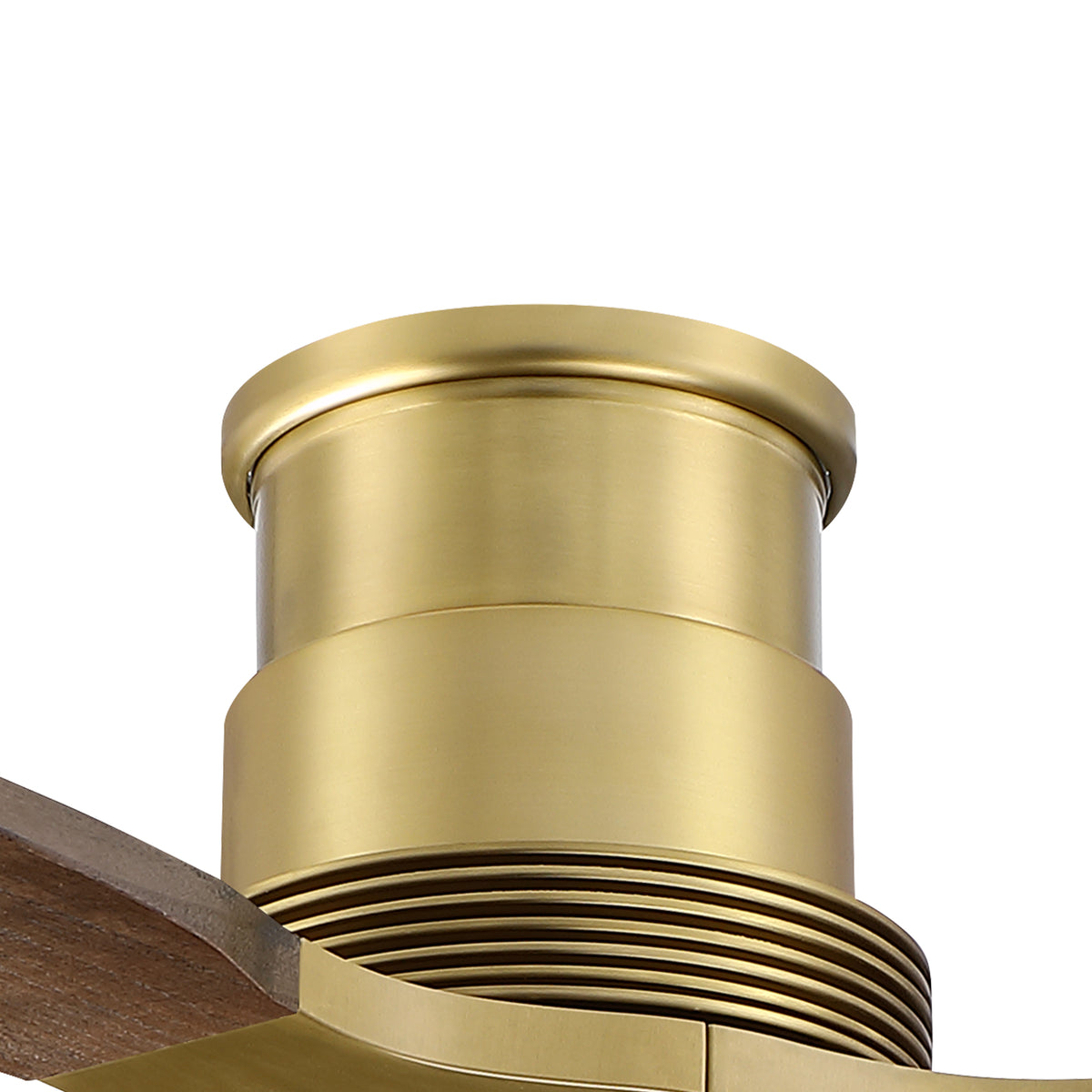 48 Inch Soft Brass Solid Wood Blades Flush Mount Ceiling Fan