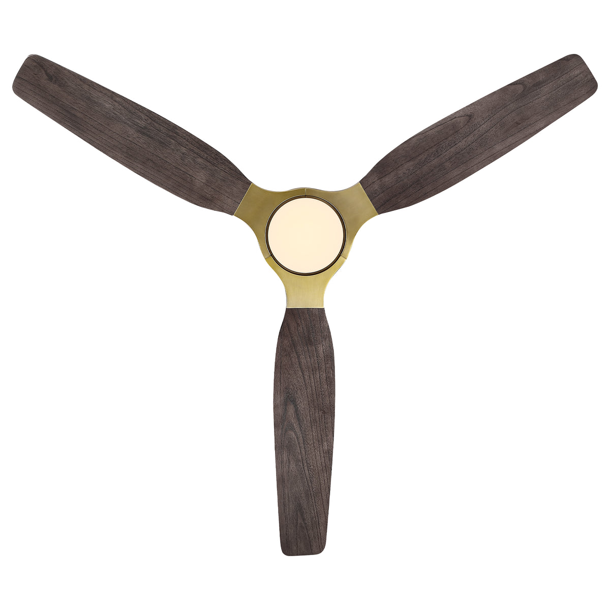 48 Inch Soft Brass Solid Wood Blades Downrod Mount Ceiling Fan