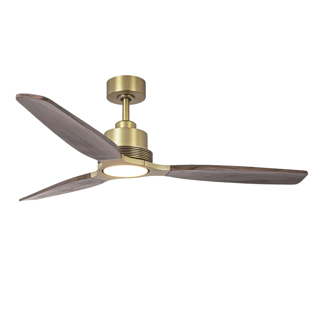 56" Soft Brass Solid Wood Blades Downrod Mount Ceiling Fan