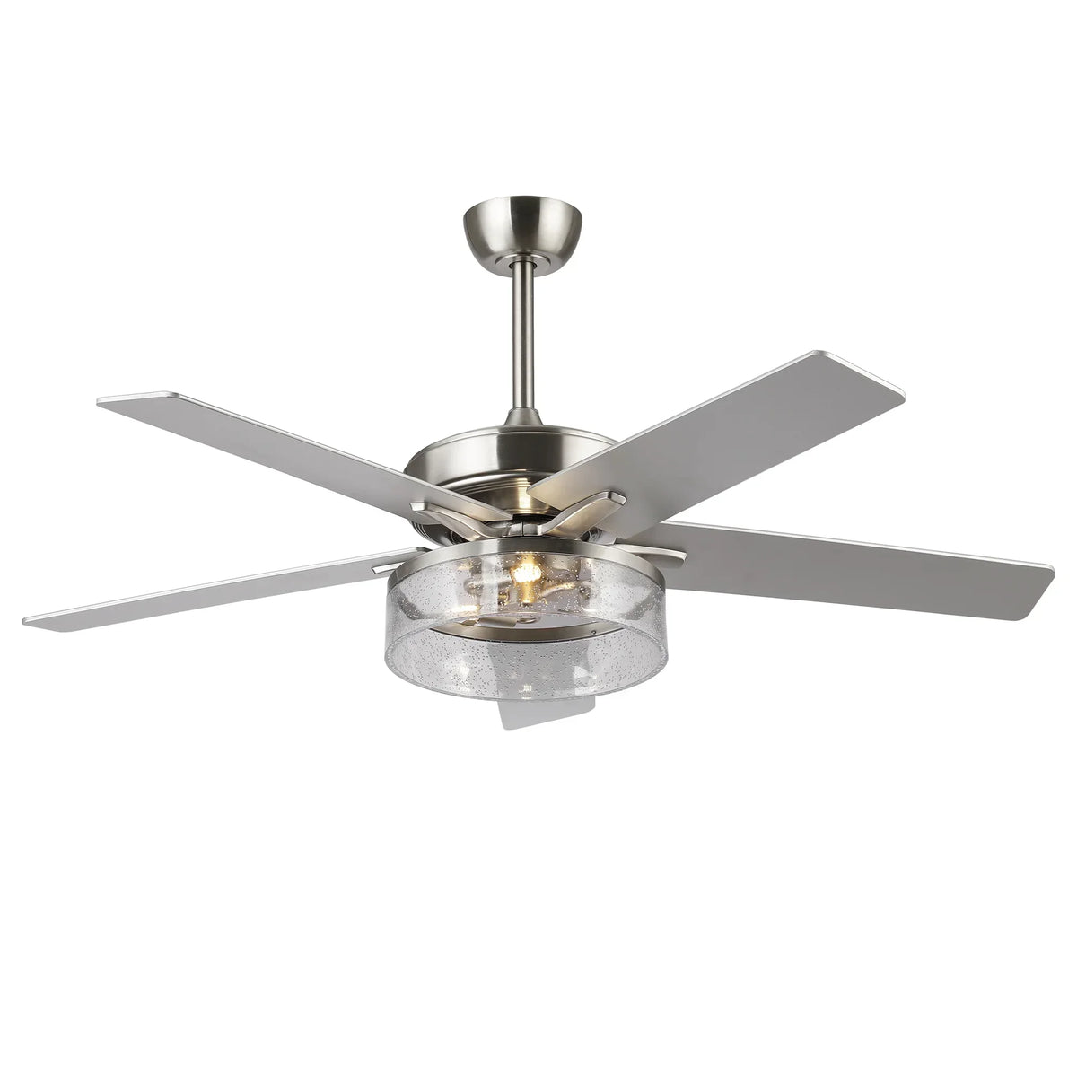 52 Inch Archer Modern Satin Nickel Ceiling Fan with Light & Remote Control