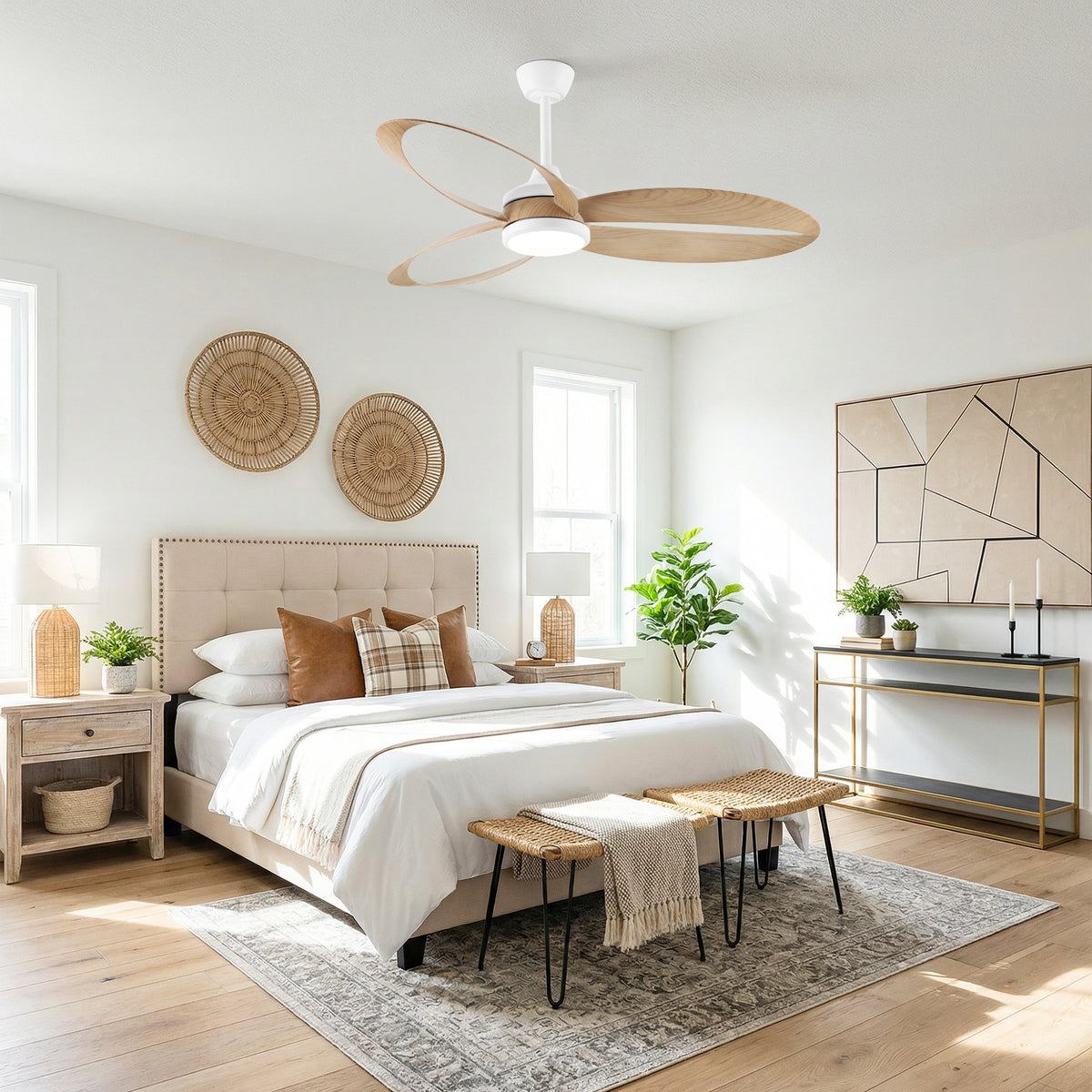 42-Inch 52-Inch Modern Loop-Blade LED Ceiling Fan
