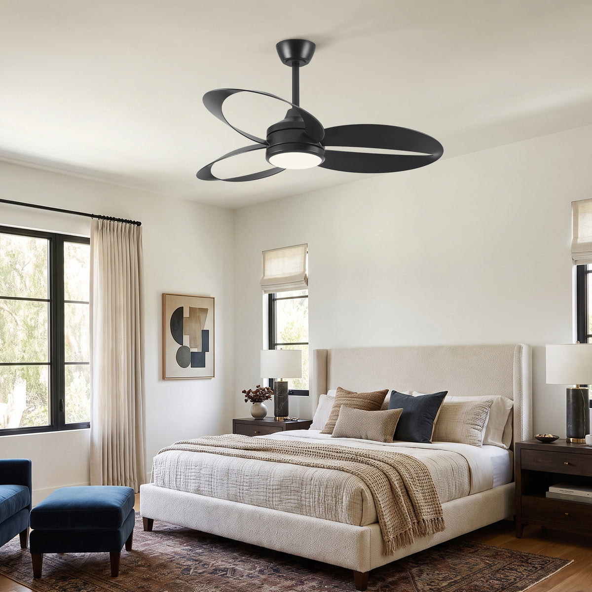 42-Inch 52-Inch Modern Loop-Blade LED Ceiling Fan