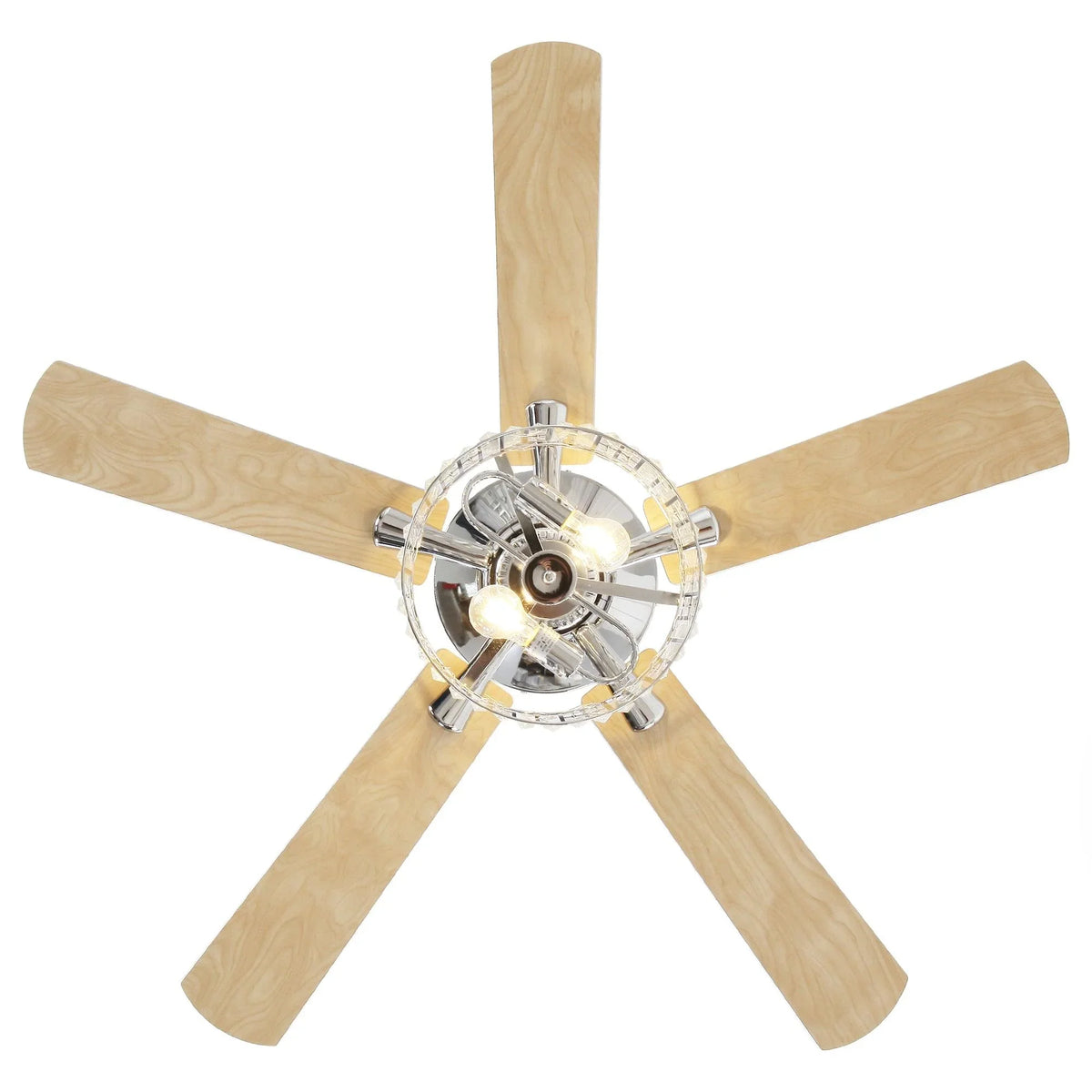 52" Dicken Modern Downrod Mount Reversible Crystal Ceiling Fan with Lighting