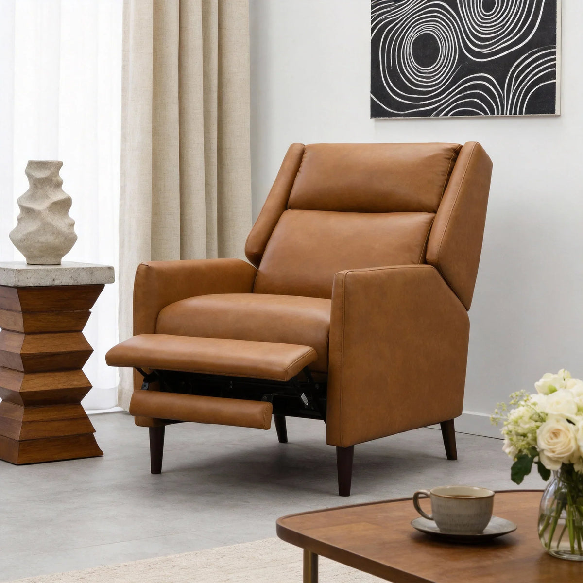 Psyche 30 Inch Modern Pushback Recliner with High Back